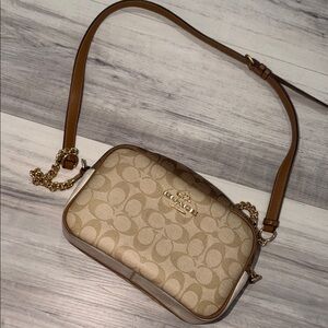 Coach Tan and Gold Crossbody Bag